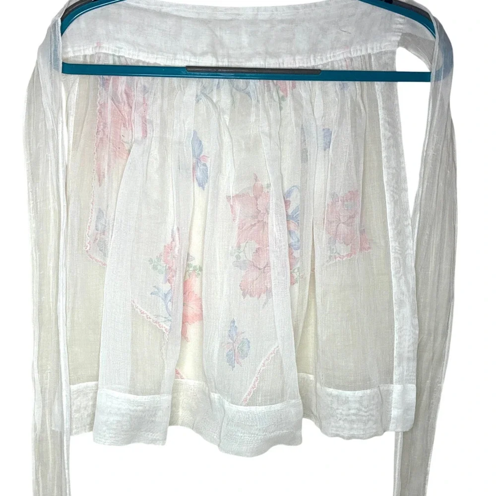 Vintage Hostess Half Apron Sheer with floral panel MCM Retro Coquette‎ Softgirl - Picture 4 of 4